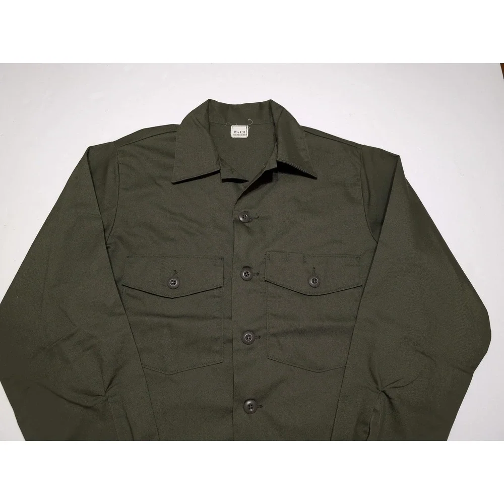 Vintage 1970s US Military Long Sleeve Utility Shirt 8405-00-615-0026 15.5 x 33